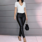 Damen Hochtaillierte PU-Skinny-Hose – Figurschmeichelnd, Vielseitig & Pflegeleicht