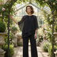 🎉Eleganter Zweiteiler: Bluse mit asymmetrischem Saum & weite Hose