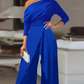 Women's Elegant One-Shoulder Jumpsuit – Wide-Leg Flow, Wrap Skirt Detail & Premium Breathable Fabric