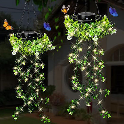 🌿💡 Solar Hängepflanze mit LED – 🌙💚 automatisch leuchtender Efeu, wetterfest, ohne Gießen & Strom, für Terrasse & Balkon