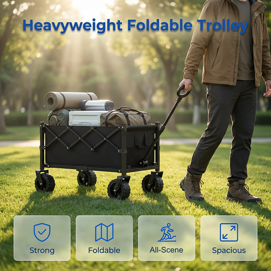 ⏰Faltbarer Bollerwagen – Großes Volumen, Outdoor Camping Handwagen, Leicht & Tragbar