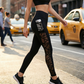 Damen-Yogahose aus Mesh mit hohem Bund und Taschen