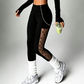 Damen-Yogahose aus Mesh mit hohem Bund und Taschen