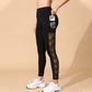 Damen-Yogahose aus Mesh mit hohem Bund und Taschen