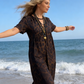 Damen V-Ausschnitt Leopardenmuster Maxikleid