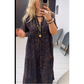 Damen V-Ausschnitt Leopardenmuster Maxikleid