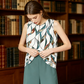 Sommerliche Eleganz: Zweiteiliges Print-Set mit fließender weiter Hose