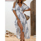🌺 Neu eingetroffen! Tropisches Maxikleid | V-Ausschnitt + Cold-Shoulder + Gummizug-Taille – Leicht & atmungsaktiv ☀️👗