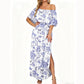 Boho-Off-Shoulder-Maxikleid mit Schlitz – lässig & feminin für den Alltag🌊☀️