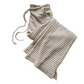 Gestreifte Damenhose mit Kordelzug und weitem Bein