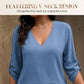 Damen Zweiteiler – elegante V-Neck Bluse + weite Print-Hose