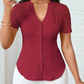 Women's V-Neck Lace Sleeve Button Down Summer Blouse