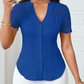 Women's V-Neck Lace Sleeve Button Down Summer Blouse
