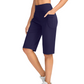 Damen-Yoga-Shorts mit hohem Bund und Taschen