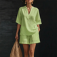 Damen 2-teiliges Set 👚 V-Ausschnitt Top + Shorts – weich, leicht & super komfortabel 🌿