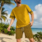 Herren Gelbes Grafik-Print Kurzarm Trainingsanzug-Set – Bequem & stylisch – perfekt für Sport und Freizeit 🔥