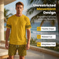 Herren Gelbes Grafik-Print Kurzarm Trainingsanzug-Set – Bequem & stylisch – perfekt für Sport und Freizeit 🔥