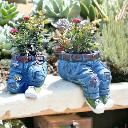 Kreativer 3D-Blumentopf in Jeansform – originell, dekorativ & leicht – ideal für kleine Pflanzen, Schreibtisch & Regal