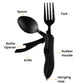 🍴 4-in-1 faltbares multifunktionales Outdoor-Besteck – Löffel, Gabel, Messer & Flaschenöffner – kompakt, leicht & ideal für Camping, Wandern oder Notfalltasche 🏕️