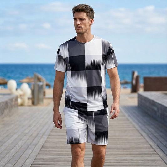 Herren-Set aus T-Shirt mit abstraktem Print und Shorts