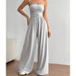 Trägerloser Jumpsuit mit weitem Bein und hohem Bund