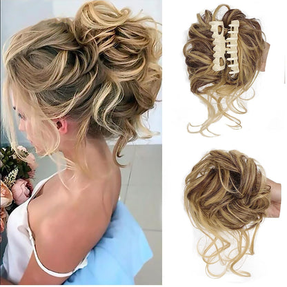 Haarteil „Messy Bun“, gewelltes/lockiges Chignon-Haarteil für den Alltag