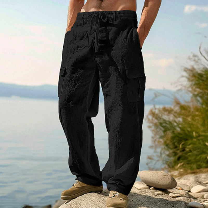 Herren-Cargohose aus Baumwoll-Leinen-Mischgewebe