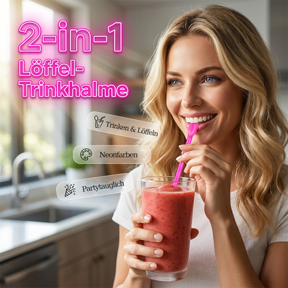 Bunte Plastiklöffel-förmige Trinkhalme für Smoothies
