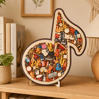 Holzpuzzle mit Notenmotiven – aus umweltfreundlichem Material, wunderschönes Deko-Stück. Tolles Geschenk für Musiker und Puzzle-Fans! 🧩💚