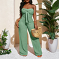 Damen-Jumpsuit, trägerlos, hochgeschnitten, weites Bein