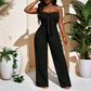 Damen-Jumpsuit, trägerlos, hochgeschnitten, weites Bein