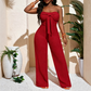 Damen-Jumpsuit, trägerlos, hochgeschnitten, weites Bein