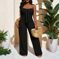 Damen-Jumpsuit, trägerlos, hochgeschnitten, weites Bein