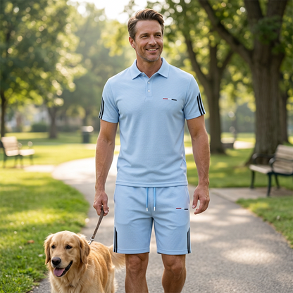 Herren Freizeit-Kurzarm-Shorts-Set