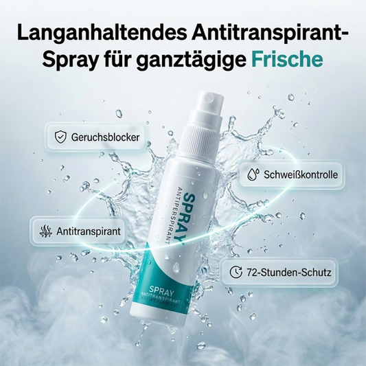 Langanhaltendes Antitranspirant-Spray – 30 ml, 48 h Schutz, fleckenfrei & hautfreundlich – Ideal für Alltag & Sport 💪