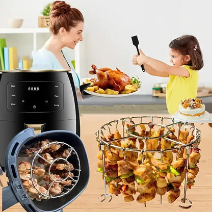 Runder Ofengrill aus Edelstahl mit Spieß