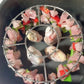 Runder Ofengrill aus Edelstahl mit Spieß