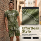 Herren-Freizeit-Set aus T-Shirt und Shorts mit Denim-Optik (lässiges Design)