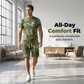 Herren-Freizeit-Set aus T-Shirt und Shorts mit Denim-Optik (lässiges Design)