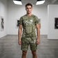 Herren-Freizeit-Set aus T-Shirt und Shorts mit Denim-Optik (lässiges Design)