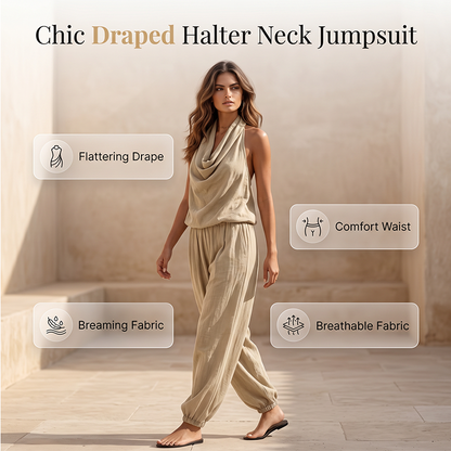 ✨Damen-Jumpsuit mit Neckholder und weitem Bein