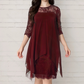 💕Elegantes Damenkleid mit asymmetrischem Saum und Spitzenbesatz