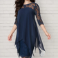 💕Elegantes Damenkleid mit asymmetrischem Saum und Spitzenbesatz