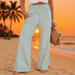 Damenhose mit gerafftem Bund und gestreiftem Gingham-Muster