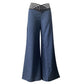 Lässige Damenhose mit weitem Bein und hoher Taille