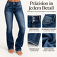 Damen Bootcut-Jeans mit Doppelknopf und hohem Bund