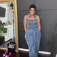 Denim-Jumpsuit mit weitem Bein