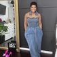 Denim-Jumpsuit mit weitem Bein