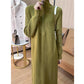 [Geschenk für Frauen] Lässiges Strickpulloverkleid mit halbem Reißverschluss und langen Ärmeln für Damen (30 % RABATT)